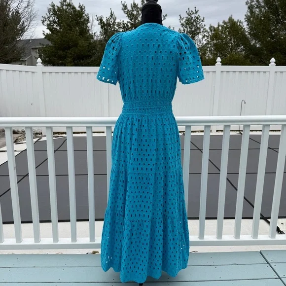 Anthropologie The Somerset Maxi Dress Eyelet Edition Blue Size Medium - Picture 5 of 16